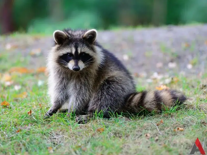 Raccoon in a flowery meadow. This image is intended to accompany the service page titled Wildlife Control in Banner Elk, NC. 