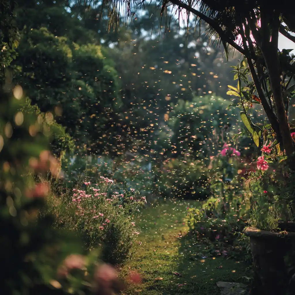 Mosquitos swarming in a summer garden. A-1 Pest Control Blowing Rock NC, pest control in Blowing Rock NC, pest control service Blowing Rock.