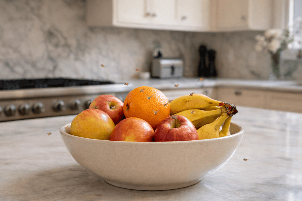 fruit flies around fruit bowl