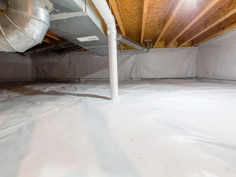 Sealed crawlspace with insulation. Crawlspace encapsulation in Boone, NC.